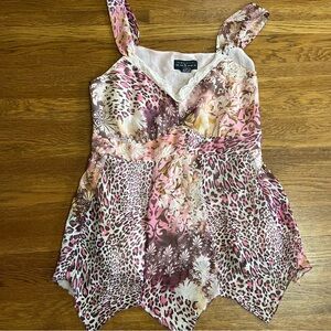 vintage y2k fairy handkerchief top 2X patchwork animal print babydoll
